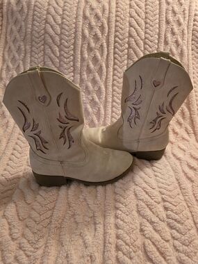 Pink Glitter Accent Cowgirl Boots Size 4M